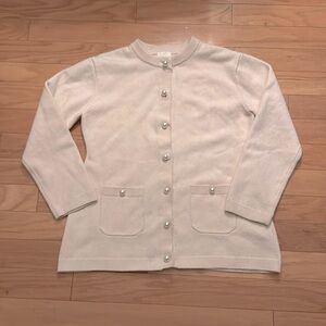 H&M | Cream Knit Cardigan | with Pearl Buttons | Pockets | size M
